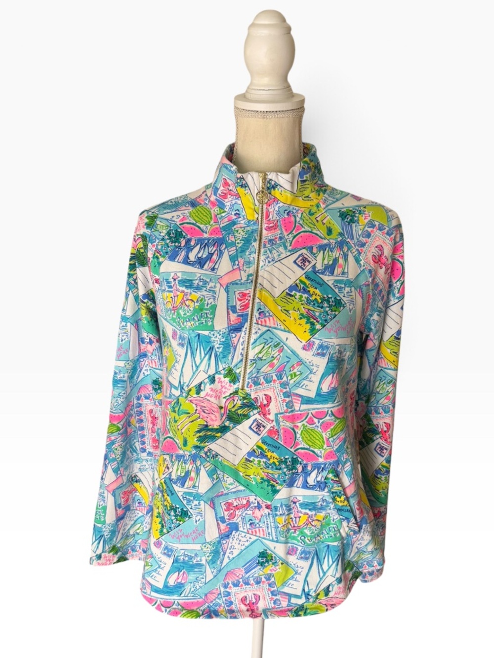 Lilly Pulitzer Skipper Popover Wish You Were Here UPF 50+ Pullover M